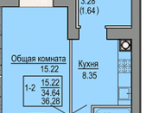 1 кімнатна квартира 36 м2, Софіївська Борщагівка, м. Академмістечко, від забудов